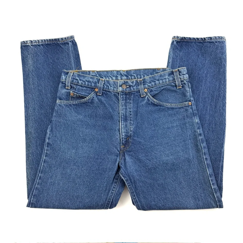 Vintage Orange Tab Levi's 505 217 Men's Straight Medium Wash Denim Jeans